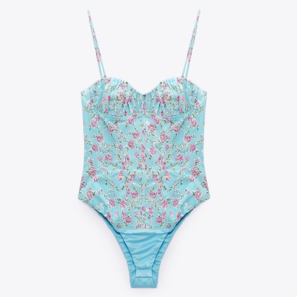 XS Zara Ditsy Floral Corset Bodysuit